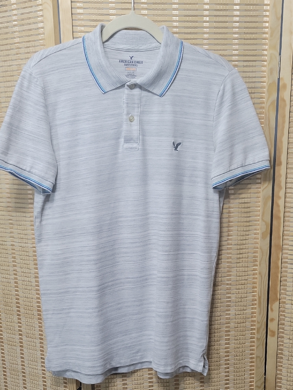 American Eagle Outfitters Striped Gray Polo - Size Small